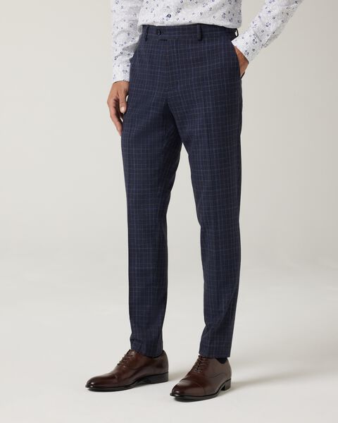 Slim stretch checked tailored pant, Navy Check, hi-res